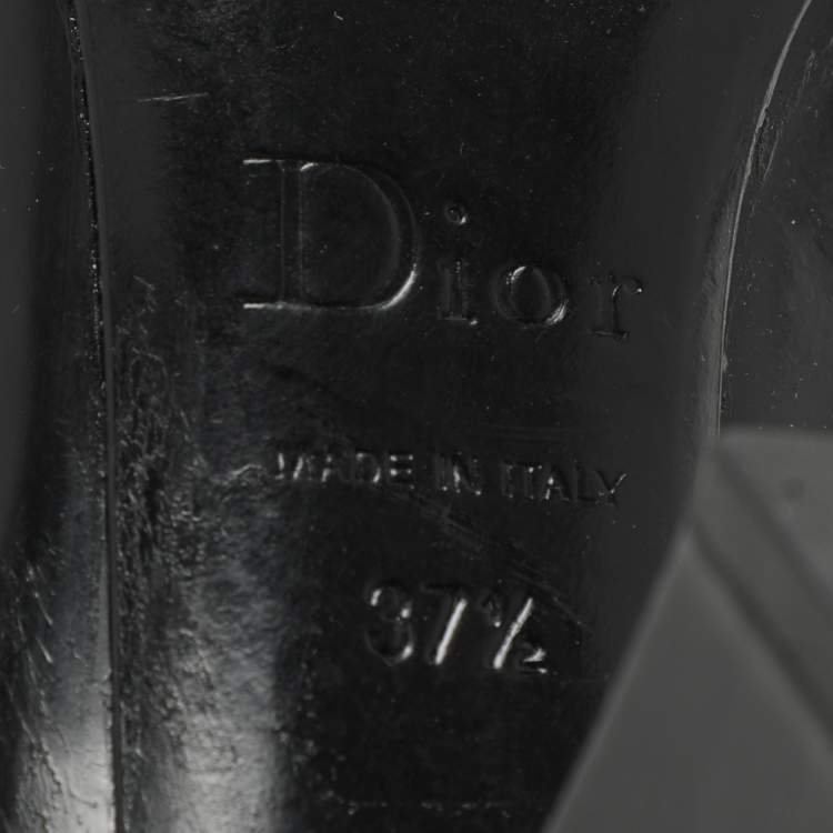 Pre Owned Dior Black Leather Buckle Embellished Pumps Size 37.5