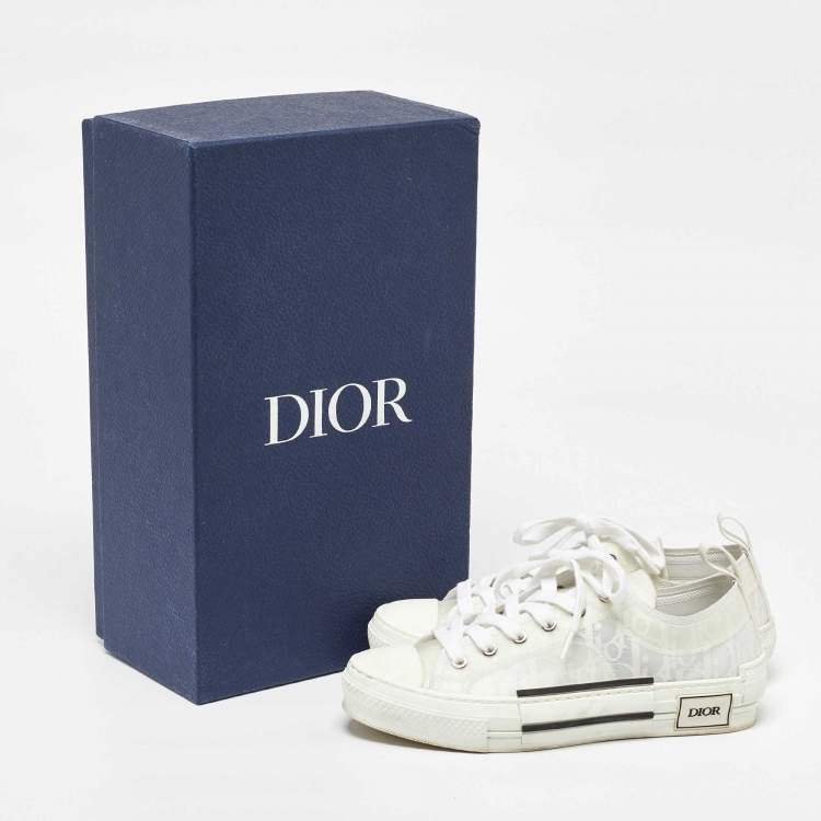 مملوكة مسبقًا Dior White Oblique Mesh and Rubber B23 Low Top Sneakers Size 37.5