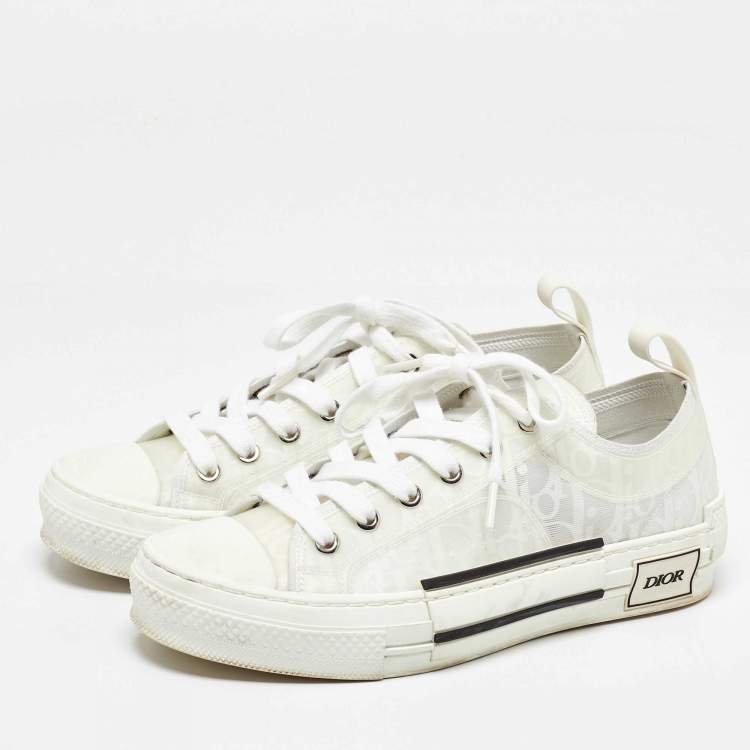 مملوكة مسبقًا Dior White Oblique Mesh and Rubber B23 Low Top Sneakers Size 37.5