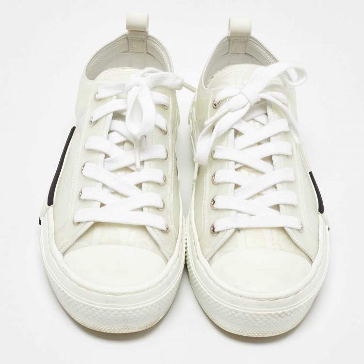 مملوكة مسبقًا Dior White Oblique Mesh and Rubber B23 Low Top Sneakers Size 37.5