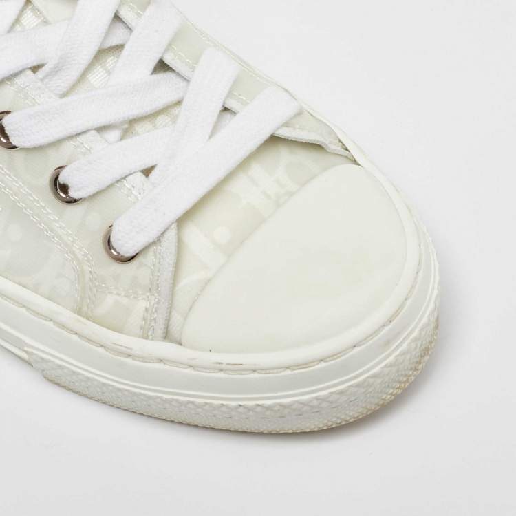 مملوكة مسبقًا Dior White Oblique Mesh and Rubber B23 Low Top Sneakers Size 37.5