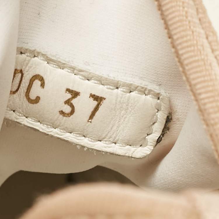 Pre Owned Dior Cream/Orange Fabric and PVC D-Connect Lace Up Sneakers Size 37