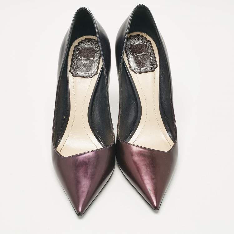 Pre Owned Dior Purple/Black Patent Leather Pointed Toe Pumps Size 36