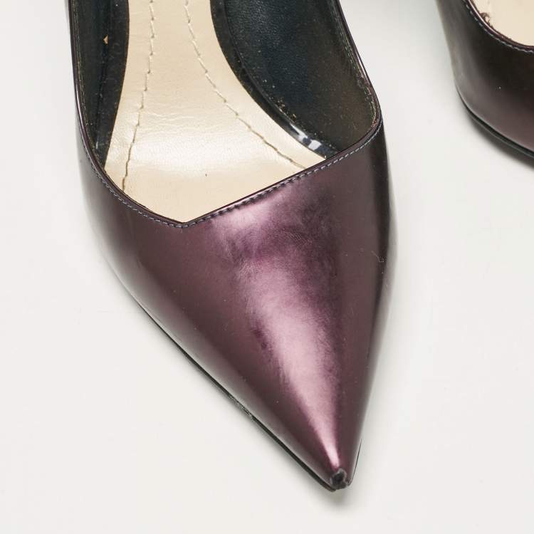 Pre Owned Dior Purple/Black Patent Leather Pointed Toe Pumps Size 36
