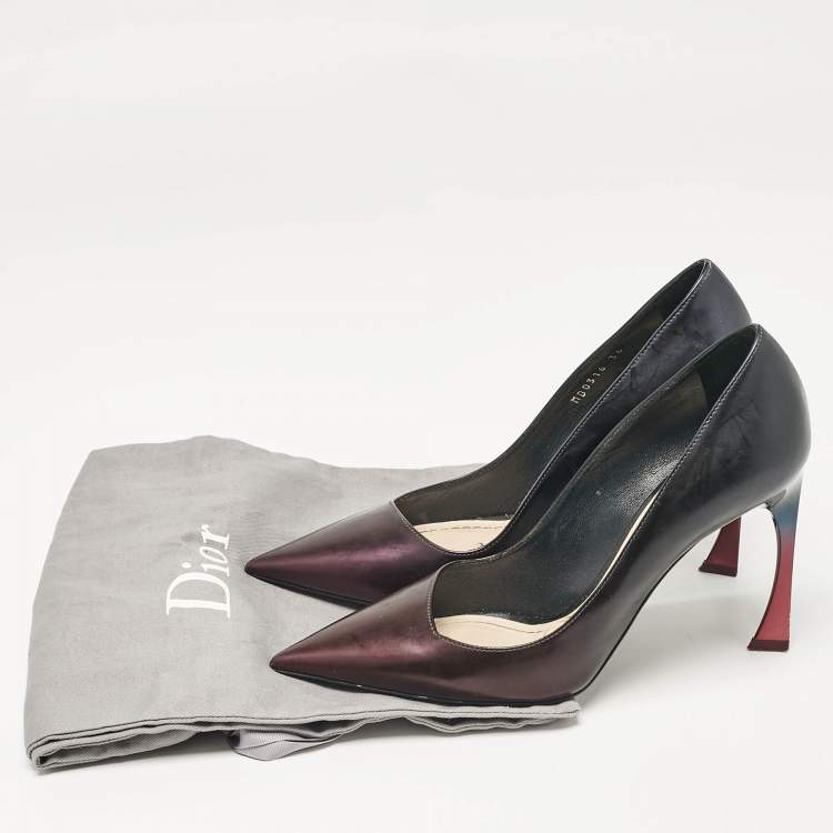 Pre Owned Dior Purple/Black Patent Leather Pointed Toe Pumps Size 36