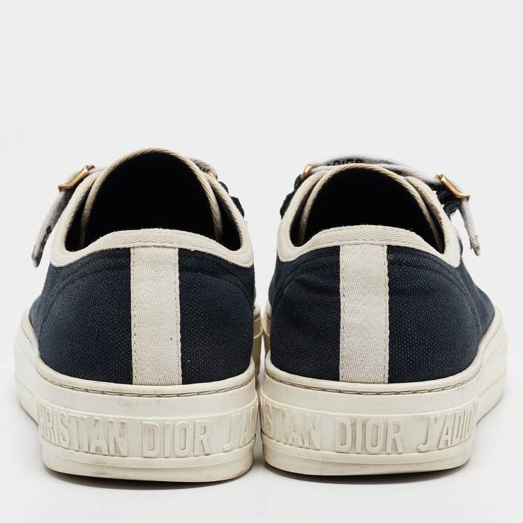Pre Owned Dior Navy Blue Canvas Walk'n'Dior Lace Up Sneakers Size 36.5