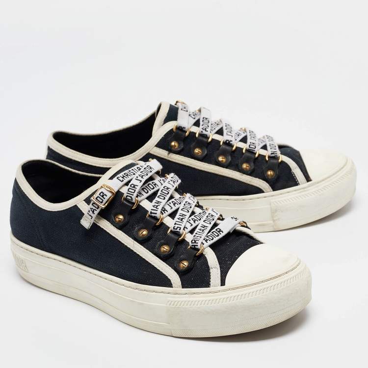 Pre Owned Dior Navy Blue Canvas Walk'n'Dior Lace Up Sneakers Size 36.5