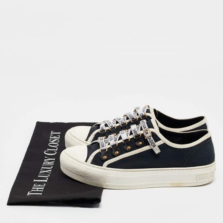 Pre Owned Dior Navy Blue Canvas Walk'n'Dior Lace Up Sneakers Size 36.5