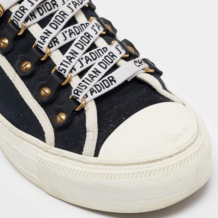 Pre Owned Dior Navy Blue Canvas Walk'n'Dior Lace Up Sneakers Size 36.5