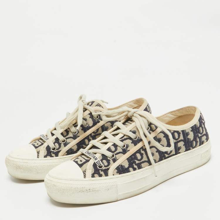 Pre Owned Dior Blue Oblique Canvas Walk'n'Dior Sneakers Size 38