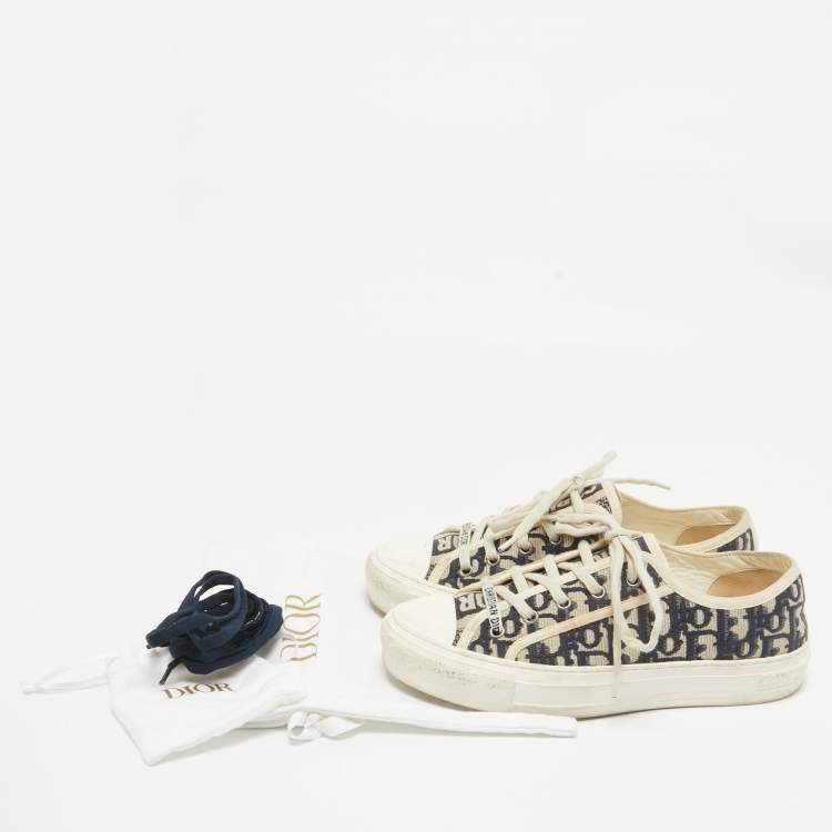 Pre Owned Dior Blue Oblique Canvas Walk'n'Dior Sneakers Size 38