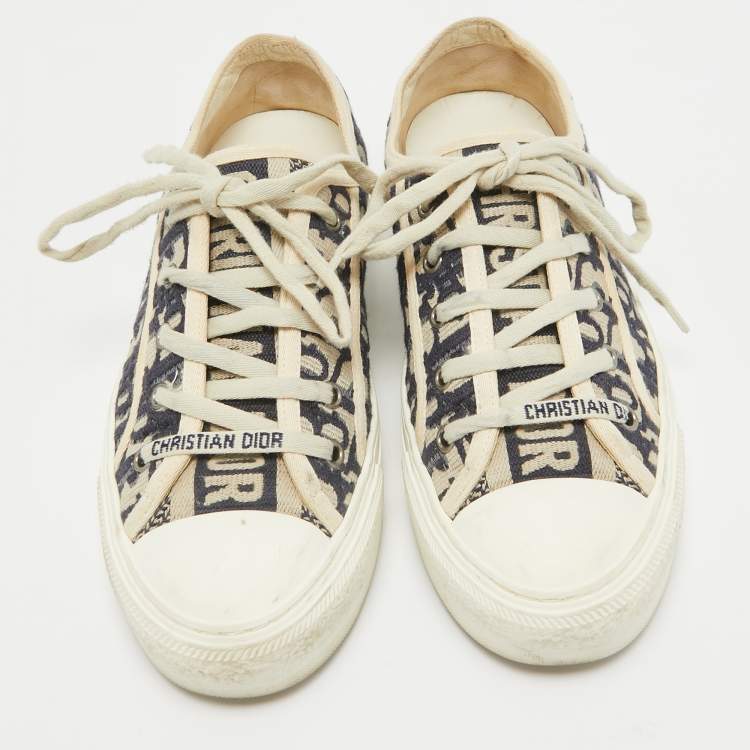 Pre Owned Dior Blue Oblique Canvas Walk'n'Dior Sneakers Size 38