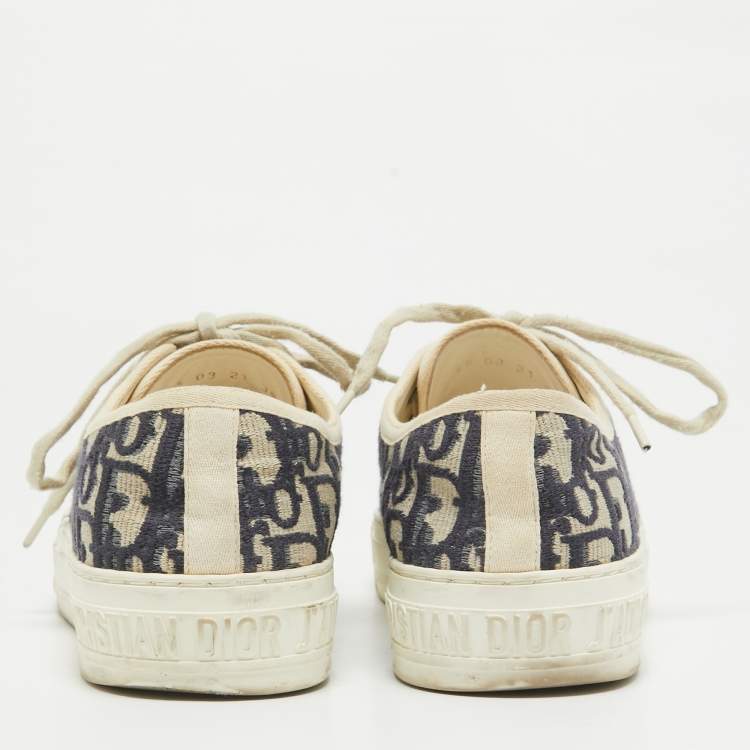 Pre Owned Dior Blue Oblique Canvas Walk'n'Dior Sneakers Size 38