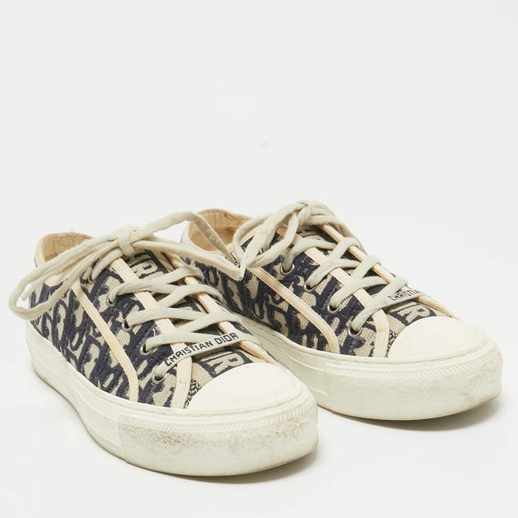 Pre Owned Dior Blue Oblique Canvas Walk'n'Dior Sneakers Size 38