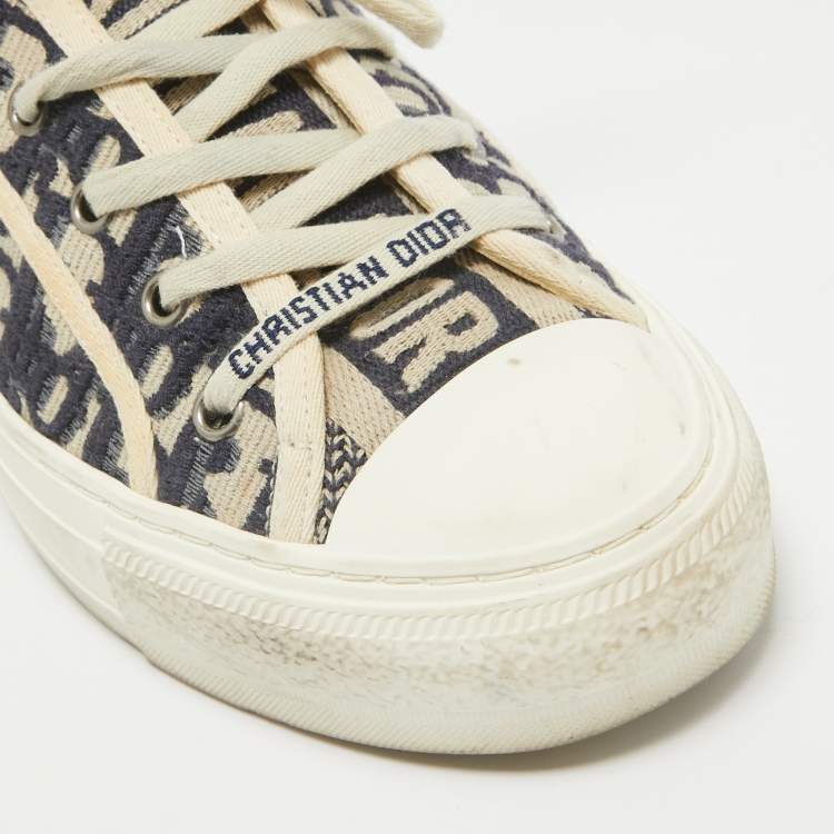 Pre Owned Dior Blue Oblique Canvas Walk'n'Dior Sneakers Size 38