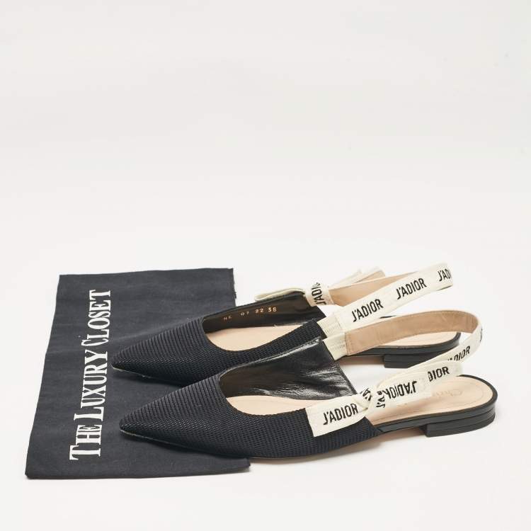 Pre Owned Dior Black Technical Fabric J'adior Slingback Flats Size 38