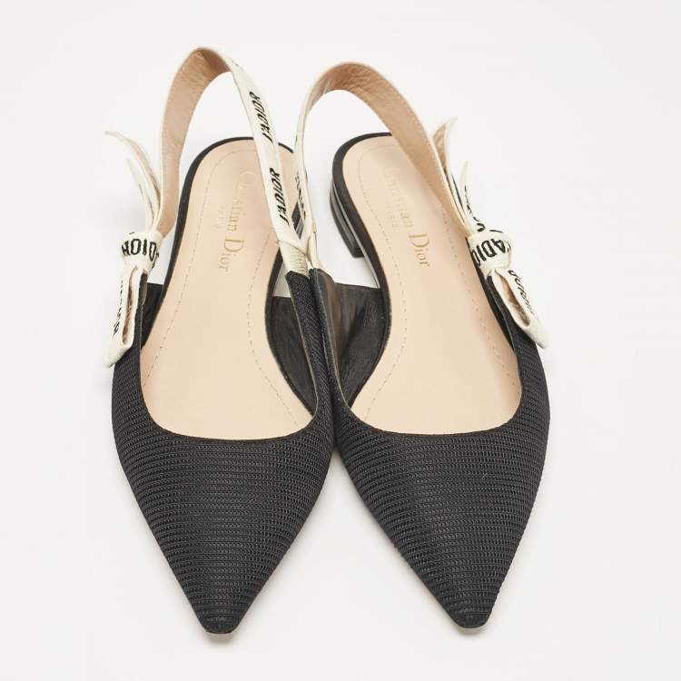 Pre Owned Dior Black Technical Fabric J'adior Slingback Flats Size 38