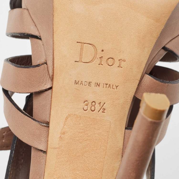 Pre Owned Dior Brown Leather Strappy Platform Sandals Size 38.5