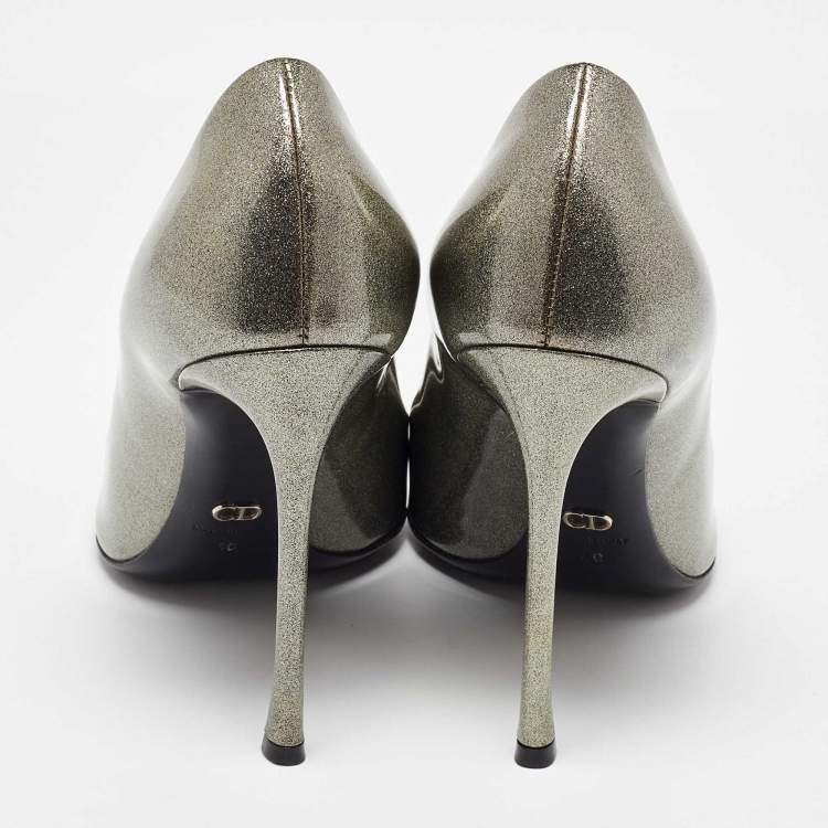 Pre Owned Dior Silver Patent Leather Pointed Toe Pumps Size 40