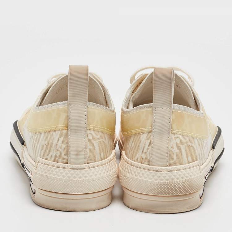 Pre Owned Dior Off White Oblique Mesh and Rubber B23 Sneakers Size 37