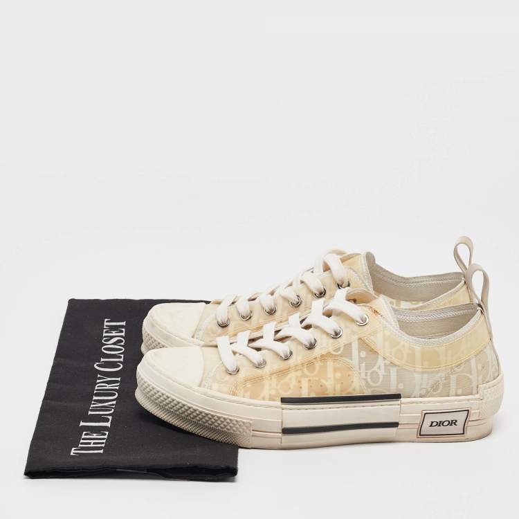 Pre Owned Dior Off White Oblique Mesh and Rubber B23 Sneakers Size 37