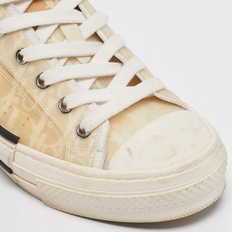 Pre Owned Dior Off White Oblique Mesh and Rubber B23 Sneakers Size 37