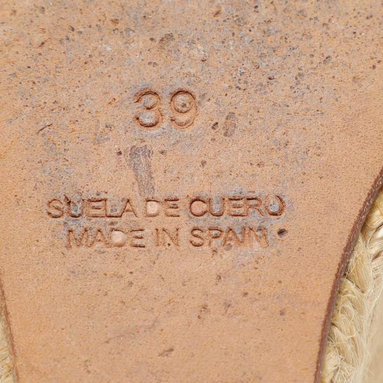 Pre Owned Dior Beige/Pink Canvas and Leather Wedge Espadrille Sandals Size 39