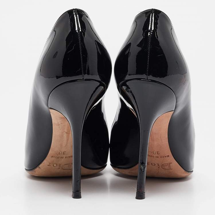 Pre Owned Dior Black Patent Leather Pointed Toe Pumps Size 38