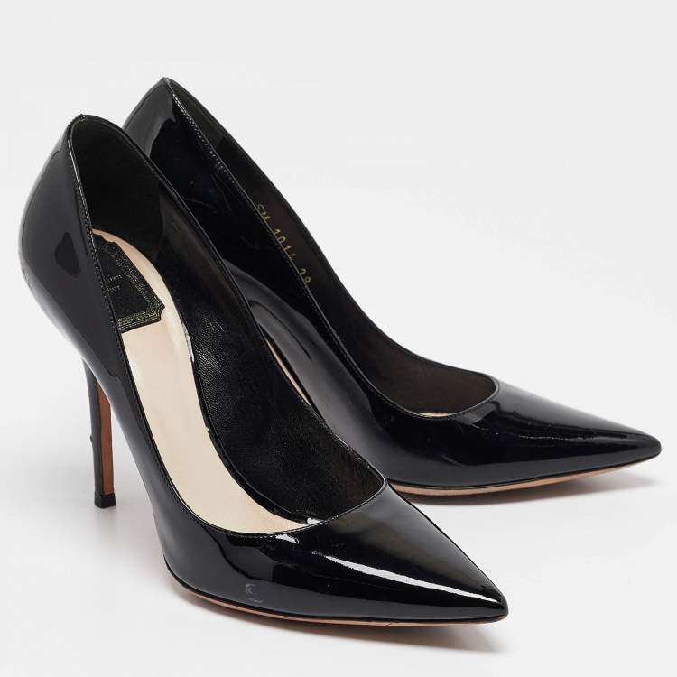 Pre Owned Dior Black Patent Leather Pointed Toe Pumps Size 38