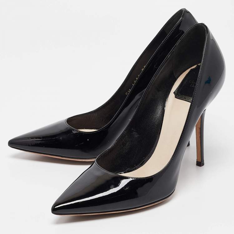 Pre Owned Dior Black Patent Leather Pointed Toe Pumps Size 38