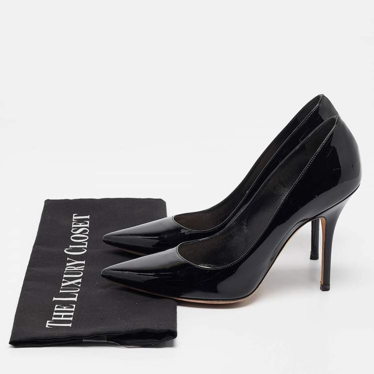 Pre Owned Dior Black Patent Leather Pointed Toe Pumps Size 38