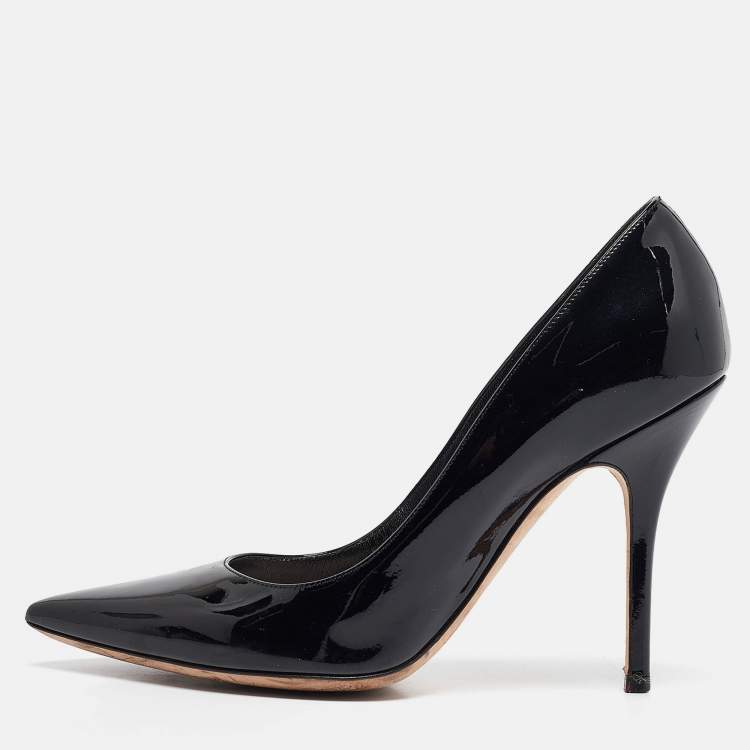 Pre Owned Dior Black Patent Leather Pointed Toe Pumps Size 38