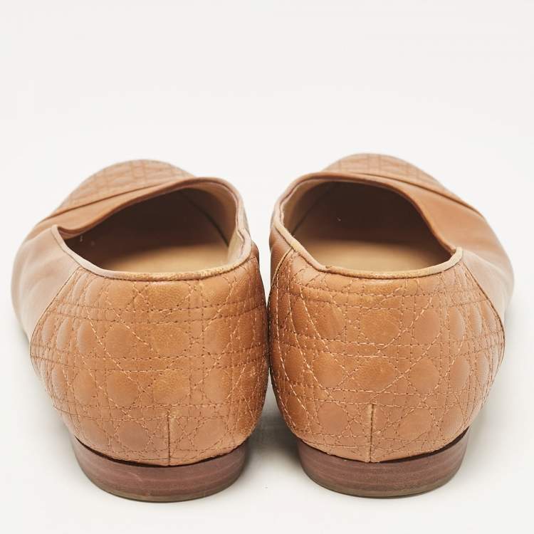 Pre Owned Dior Brown Quilted Cannage Leather Ballet Flats Size 39