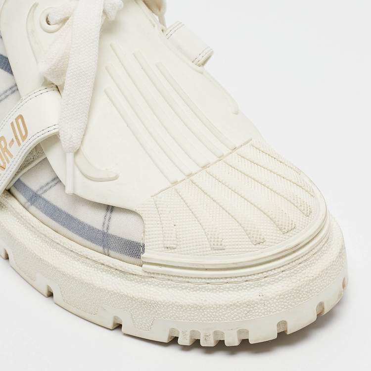 Pre Owned Dior Navy Blue/White  Canvas and Leather Dior ID Lace Up Sneakers Size 37