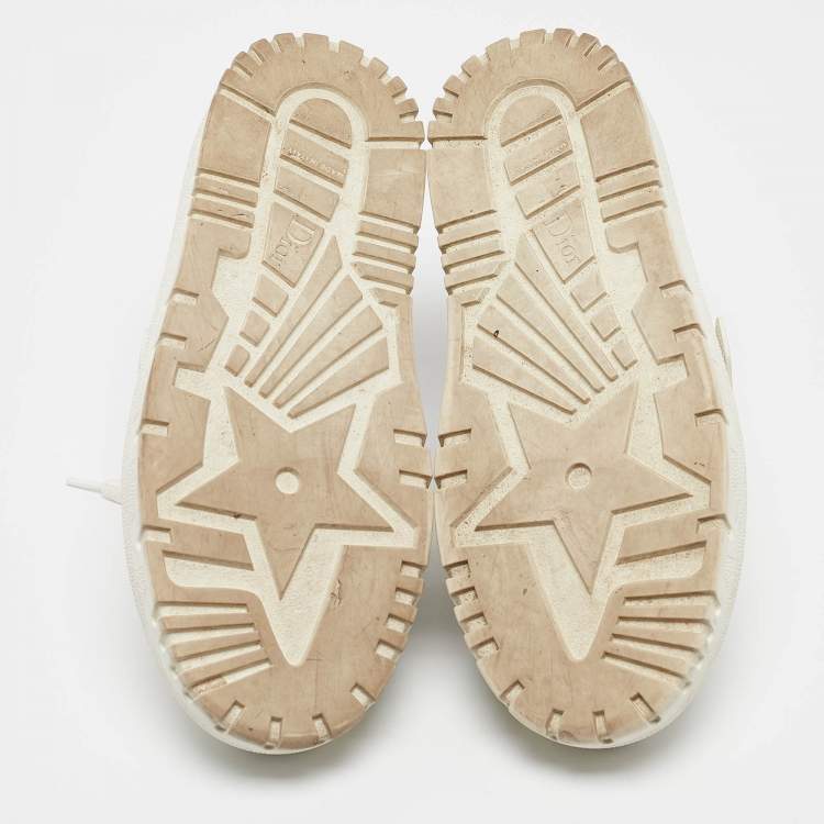 Pre Owned Dior Navy Blue/White  Canvas and Leather Dior ID Lace Up Sneakers Size 37