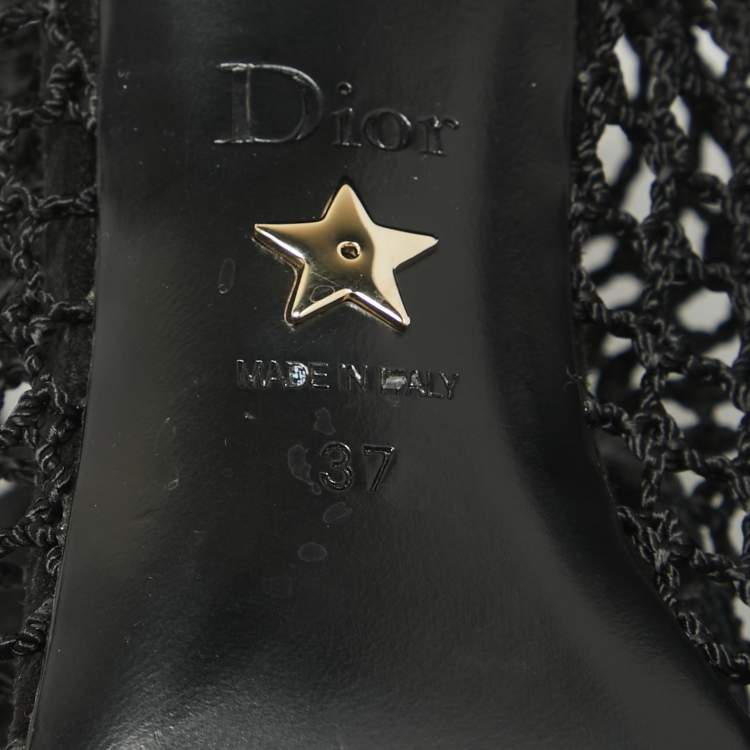 Pre Owned Dior Black Mesh and Suede Naughtily D Ankle Boots Size 37