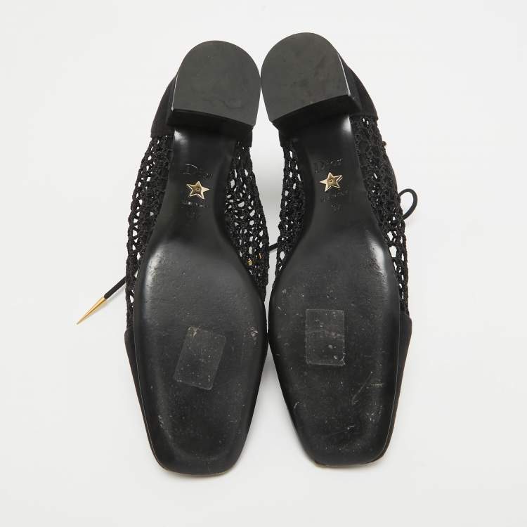 Pre Owned Dior Black Mesh and Suede Naughtily D Ankle Boots Size 37