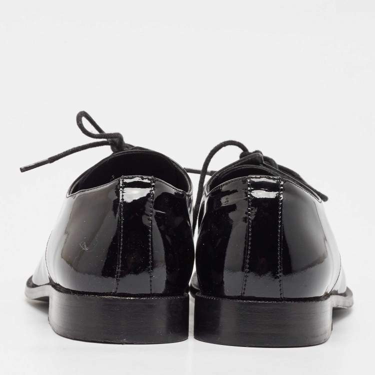 Pre Owned Dior Black Patent Leather Lace Up Derby Size 34