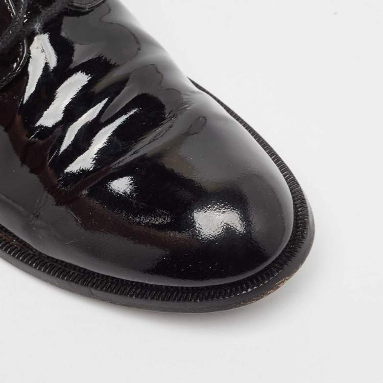 Pre Owned Dior Black Patent Leather Lace Up Derby Size 34