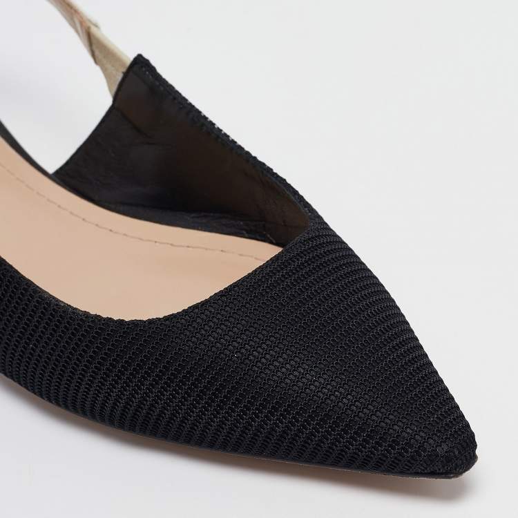 Pre Owned Dior Black Fabric J'Adior Pointed Toe Slingback Flats Size 40.5
