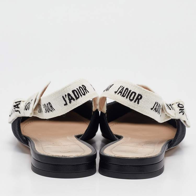 Pre Owned Dior Black Fabric J'Adior Pointed Toe Slingback Flats Size 40.5