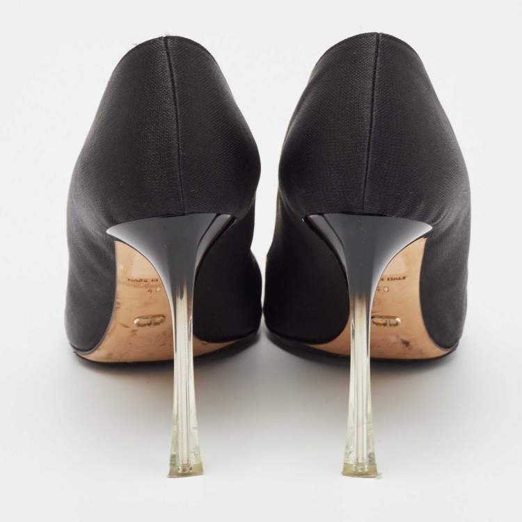 Pre Owned Dior Black Fabric Perspex Heel Pointed Toe Pumps Size 40