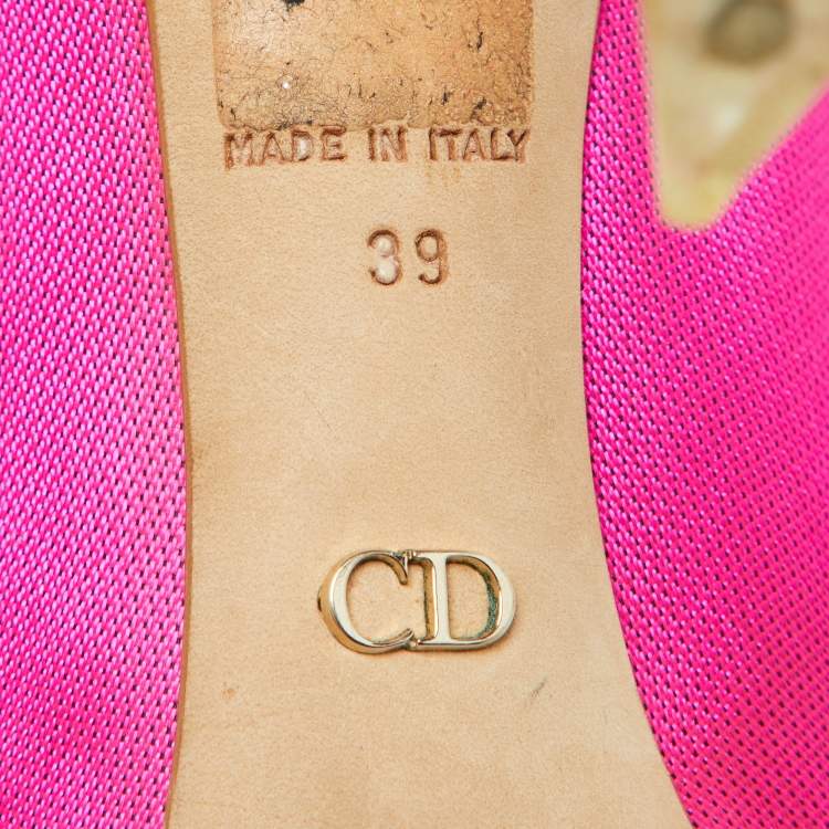 Pre Owned Dior Fuchsia Pink Canvas Flare Heel Pointed Toe Pumps Size 39