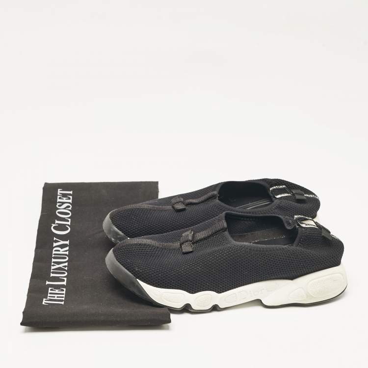 Pre Owned Dior Black Mesh Fusion Slip On Sneakers Size 36.5