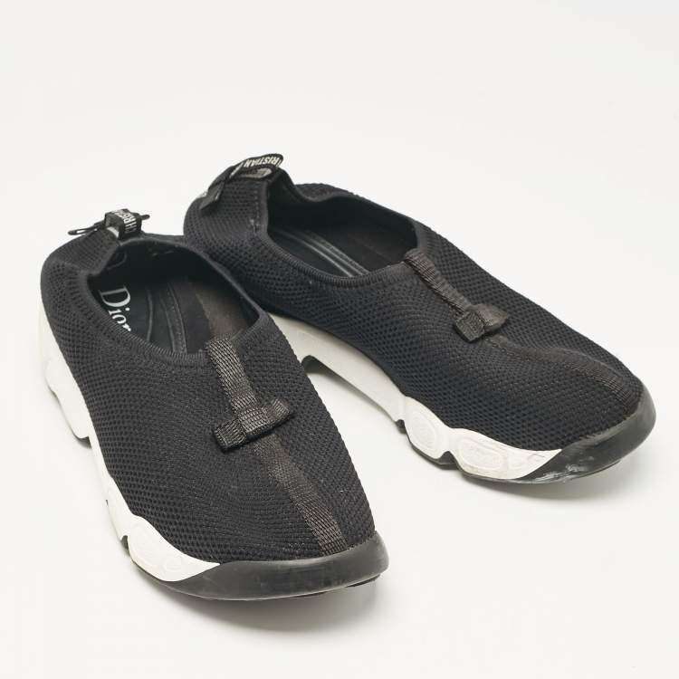 Pre Owned Dior Black Mesh Fusion Slip On Sneakers Size 36.5