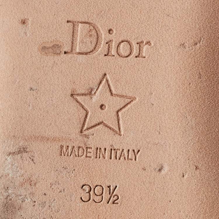 Pre Owned Dior Beige Cannage Leather Pearl Bow Ballet Flats Size 39.5