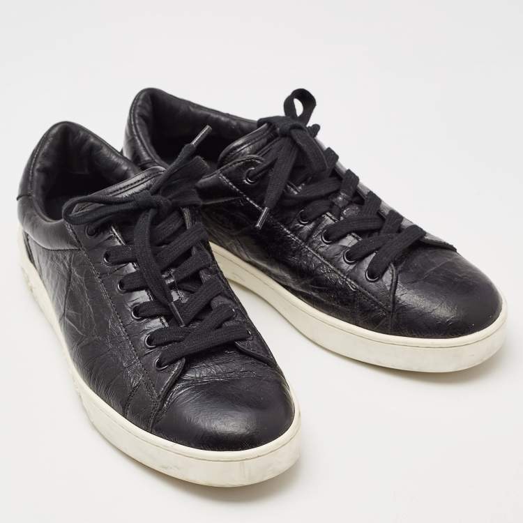 Pre Owned Dior Black Textured Leather Low Top Sneakers Size 38.5