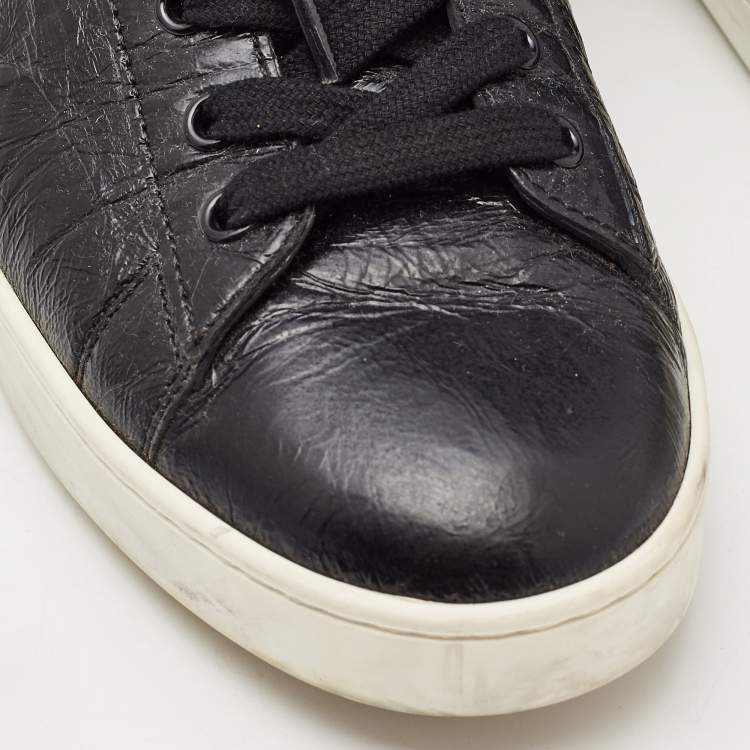 Pre Owned Dior Black Textured Leather Low Top Sneakers Size 38.5