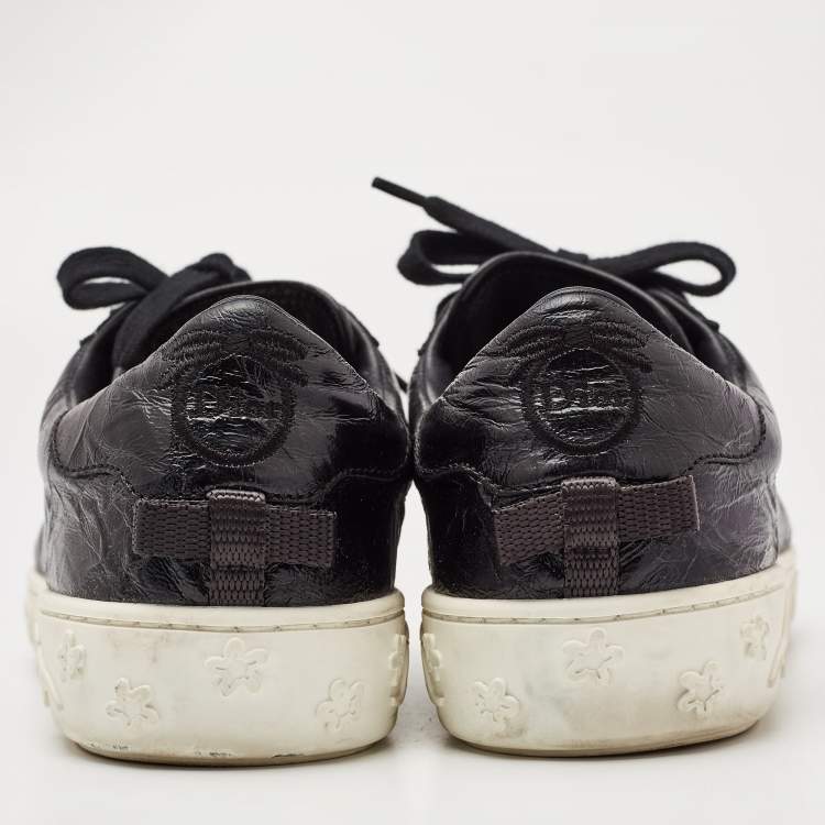 Pre Owned Dior Black Textured Leather Low Top Sneakers Size 38.5