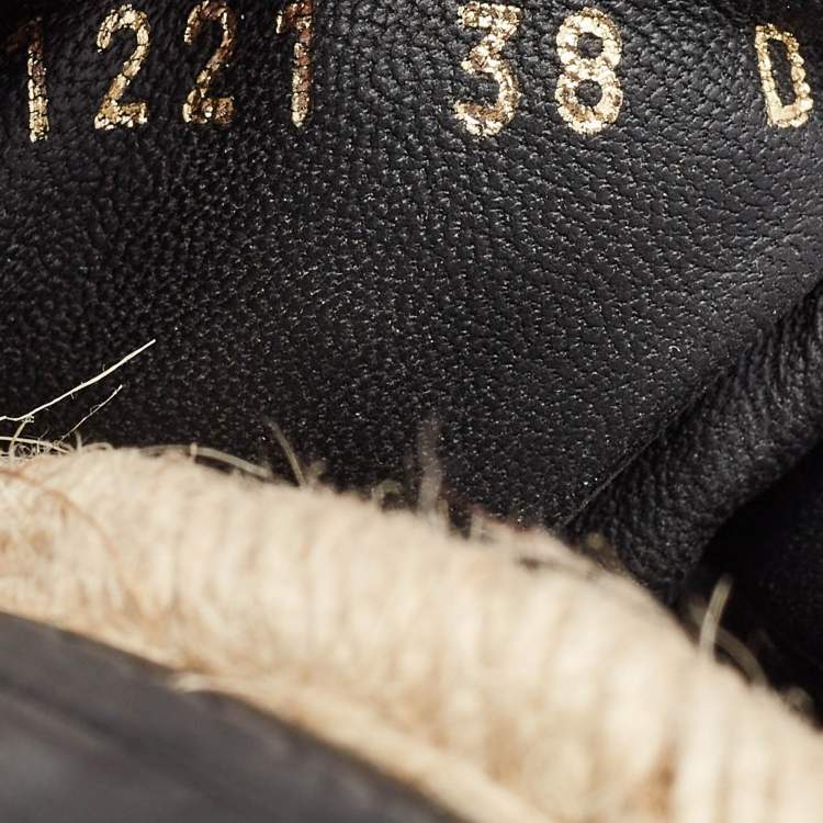 Pre Owned Dior Black Cannage Quilted Leather D-Twist Espadrille Flat Sandals Size 38